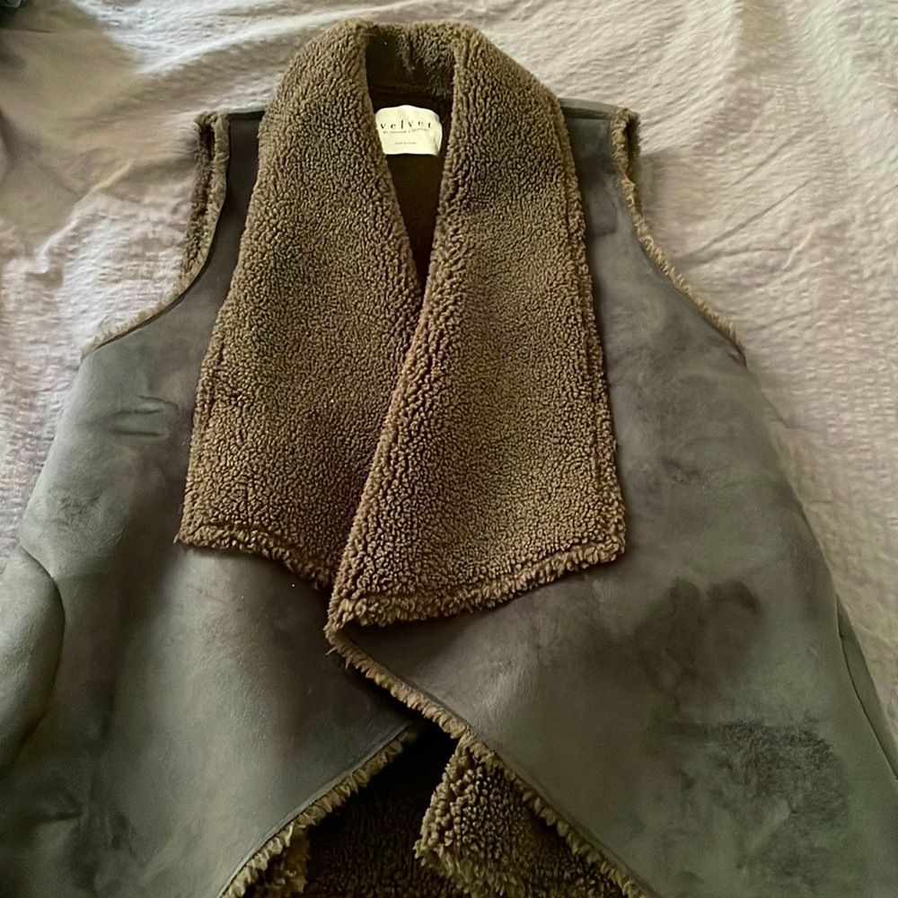 Velvet Suede Sherpa Vest
